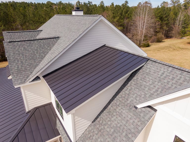Custom residential home with standing seam metal roofing